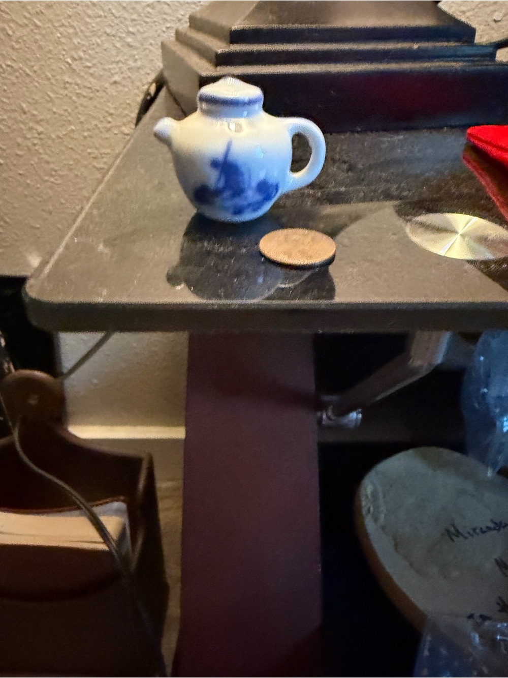 Blue and White Porcelain Mini Teapot Decorative Accent
